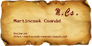 Martincsek Csanád névjegykártya